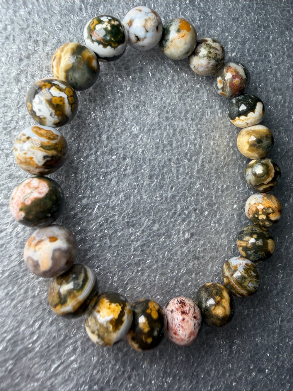 Gorgeous 9MM HTF 8th Vein Ocean Jasper Natural Crystal Bracelet
